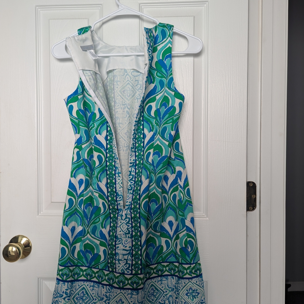 London Times Blue and Green Dress - Picture 4 of 6